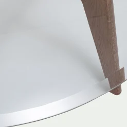 Table de repas ronde en verre trempé et chêne - bois clair (6 places)