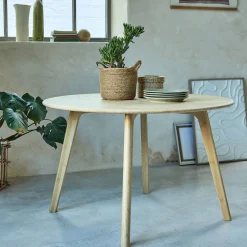 Table ronde en bambou massif - bois clair (6 places)