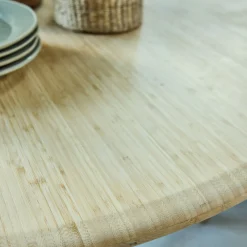 Table ronde en bambou massif - bois clair (6 places)