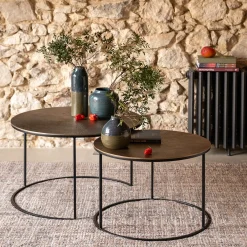 Tables basses gigognes en métal - doré