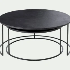 Tables basses gigognes rondes en métal - noir