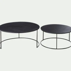 Tables basses gigognes rondes en métal - noir
