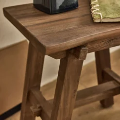 Tabouret bas en teck recyclé H45cm - bois foncé