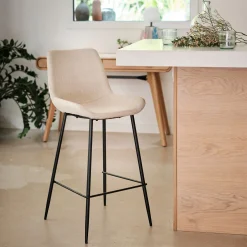 Tabouret haut de repas en tissu H65cm - gris