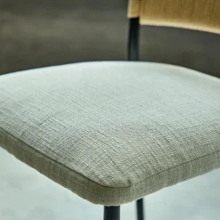 Tabouret haut de repas en corde et tissu H75cm - blanc écru