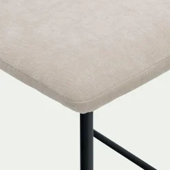 Tabouret haut de repas en corde et tissu H75cm - blanc écru