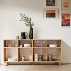 Étagère 8 cases en chêne lamellé - bois clair