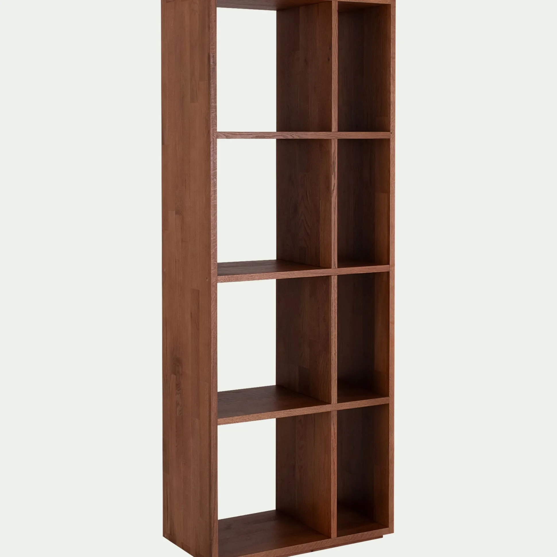 Étagère 8 cases en chêne massif - bois foncé