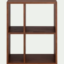 Étagère 4 cases en chêne massif - bois foncé