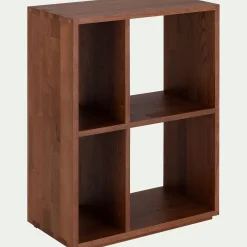 Étagère 4 cases en chêne massif - bois foncé