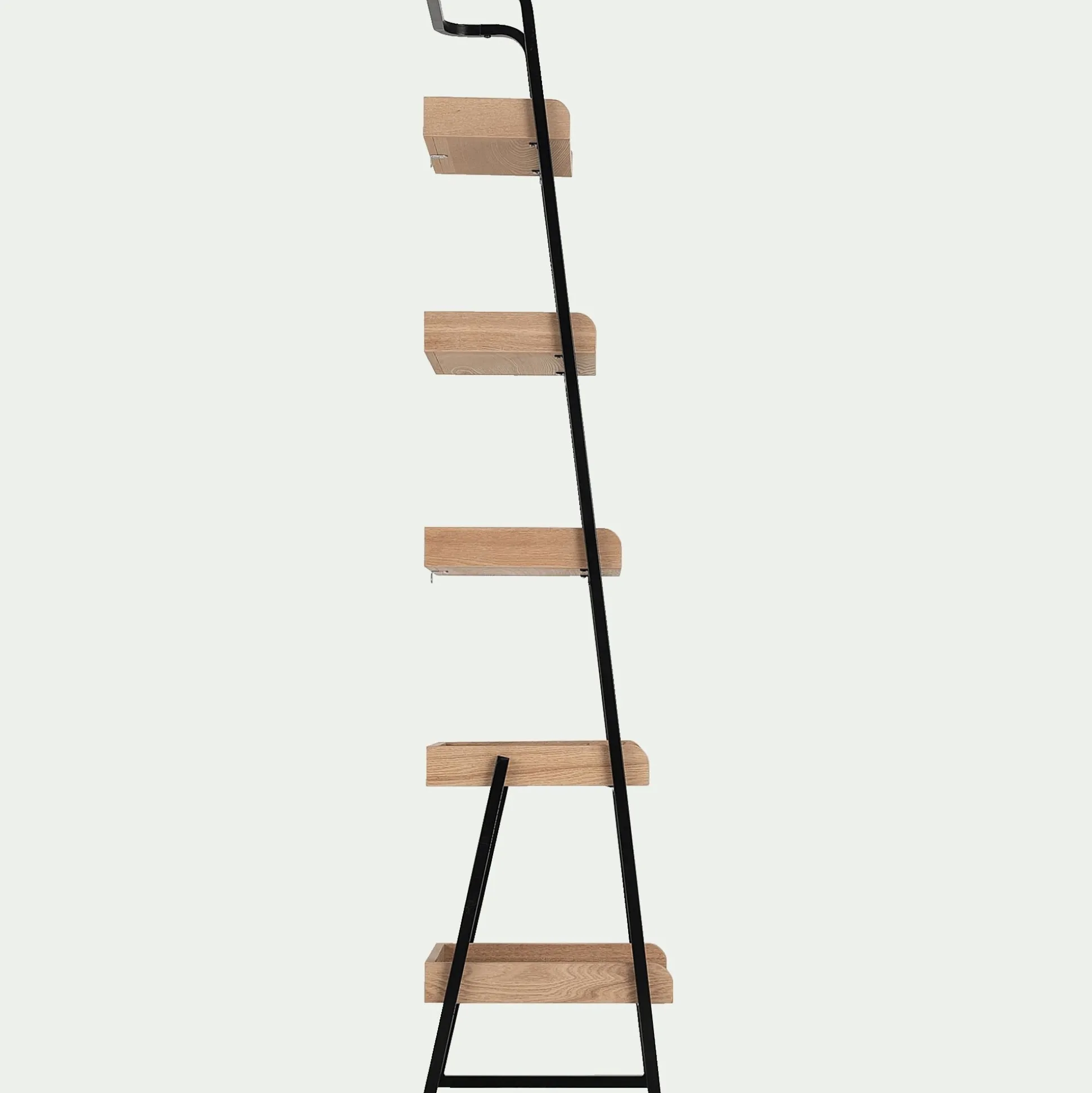 Étagère 5 tablettes plaquée frêne et métal noir L40cm - bois clair