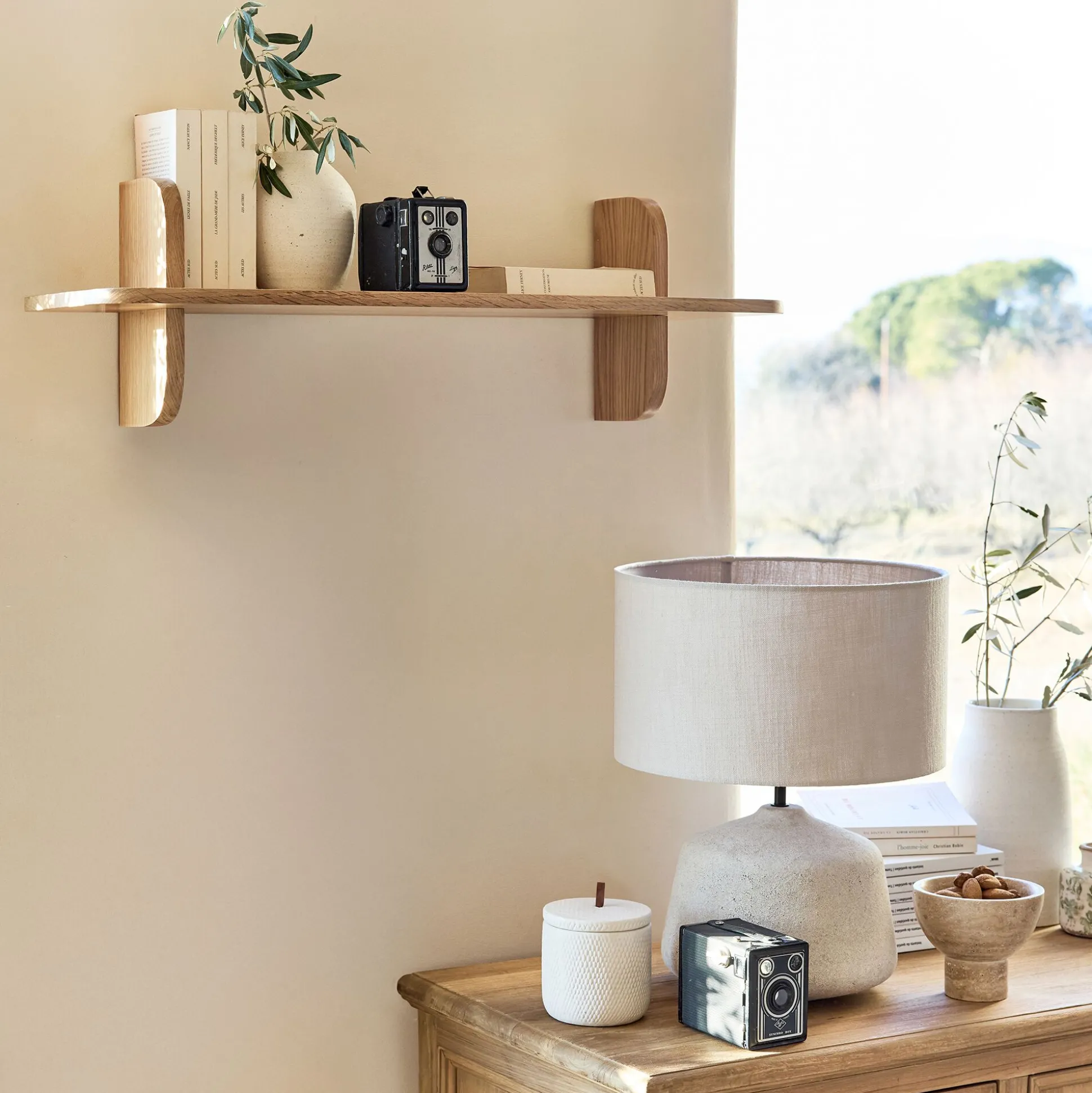 Étagère murale 1 tablette en chêne L80cm - bois clair