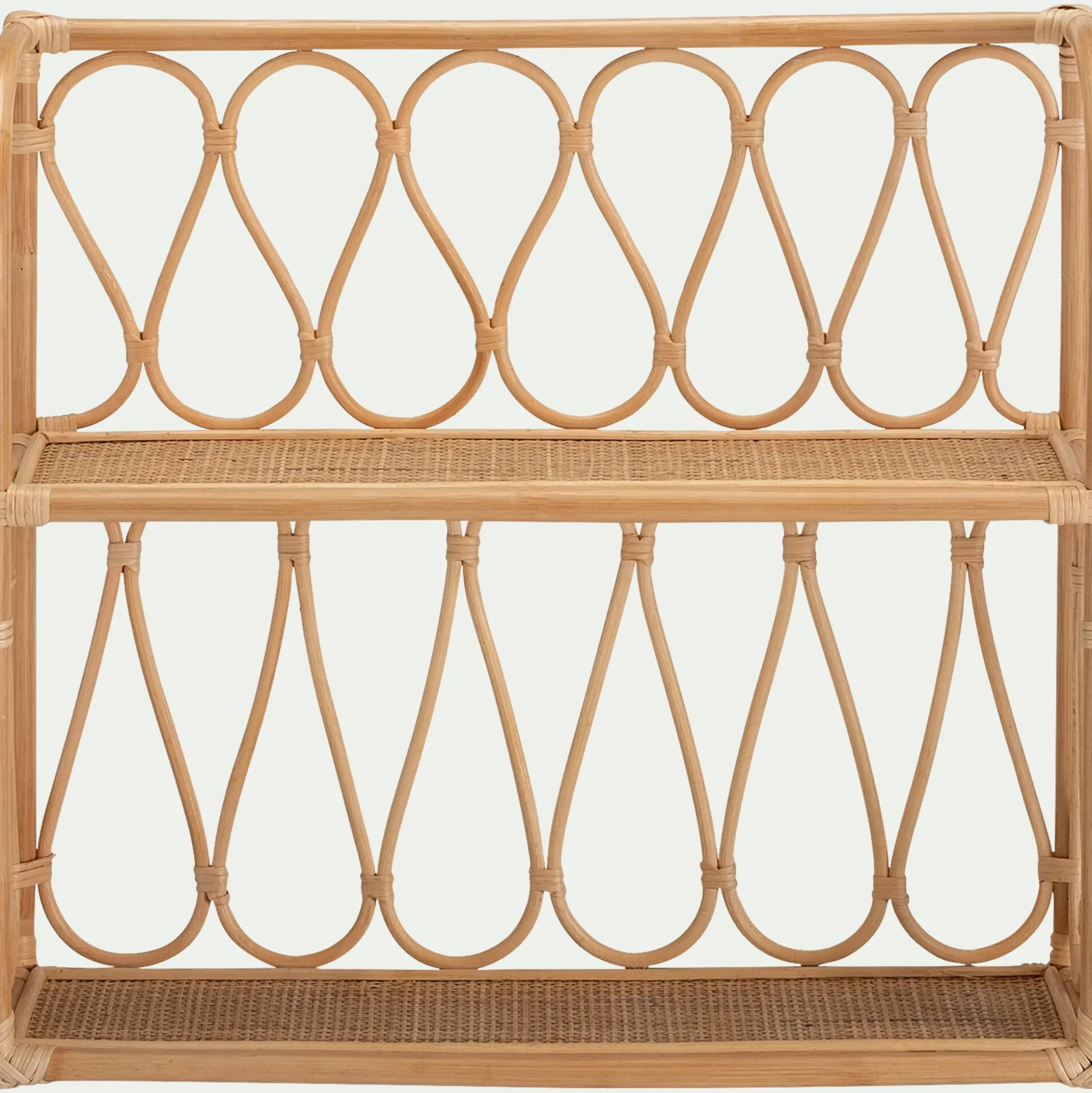 Étagère murale décorative 2 tablettes en rotin - naturel L60xH55cm