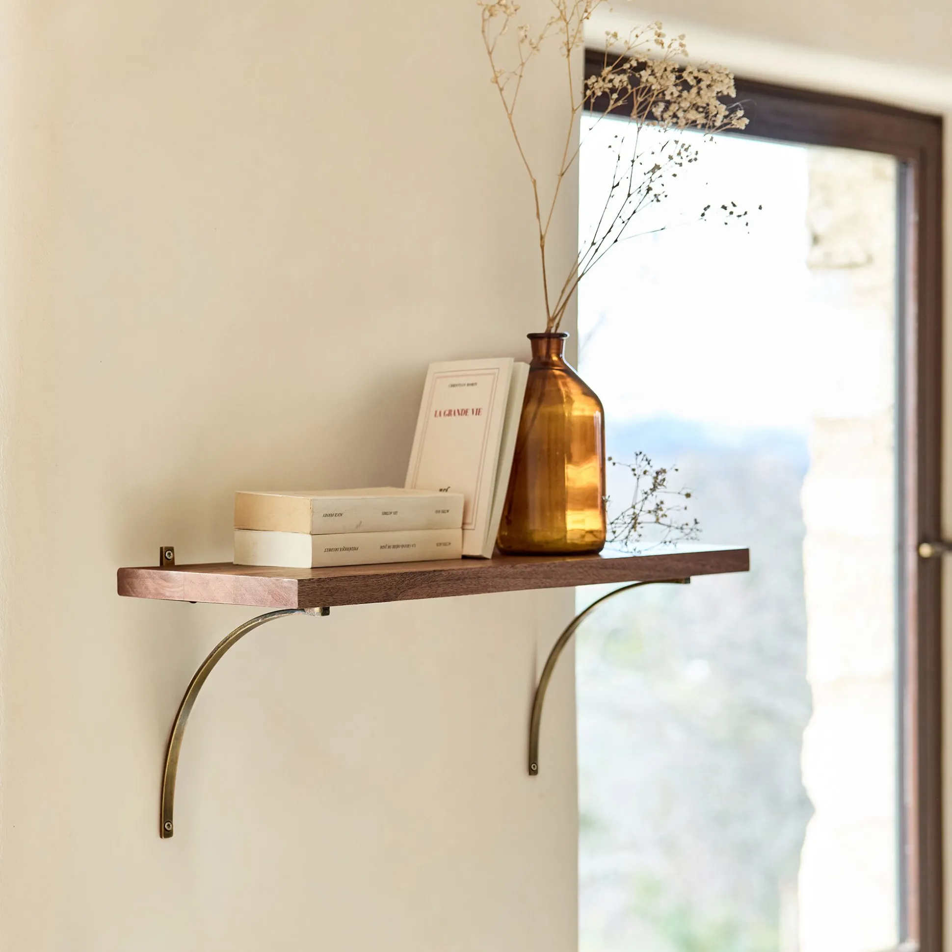 Étagère murale décorative en bois de manguier L60cm - naturel