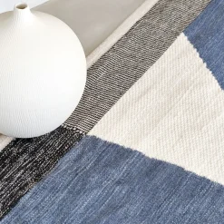 Tapis à motifs en coton - bleu 160x230cm