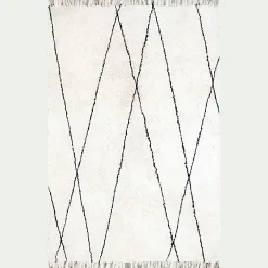 Tapis à motifs géométriques en coton - blanc et noir 160x230cm