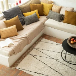 Tapis à motifs géométriques en coton - blanc et noir 160x230cm