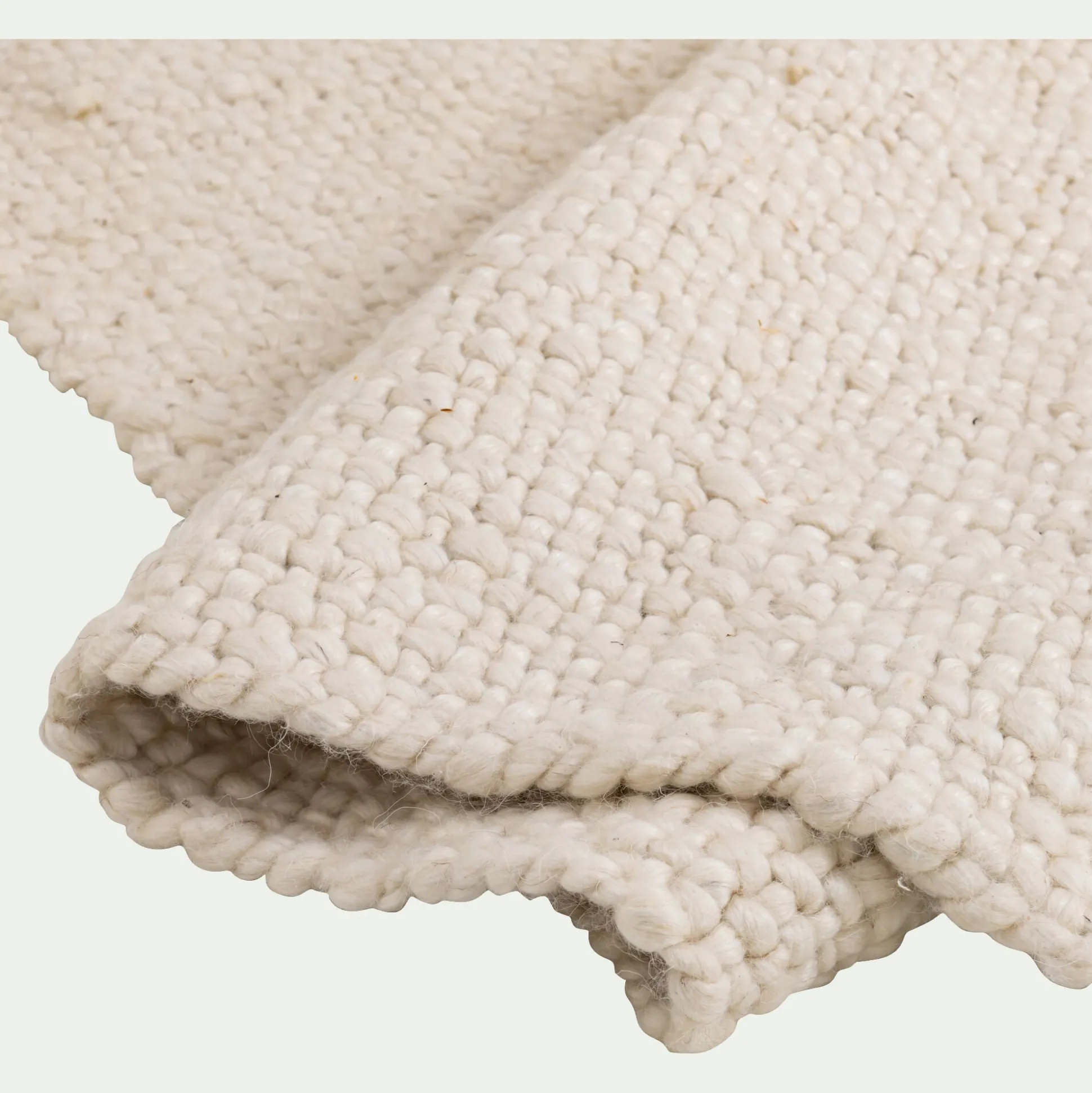 Tapis à pompons en laine 120x170cm - beige