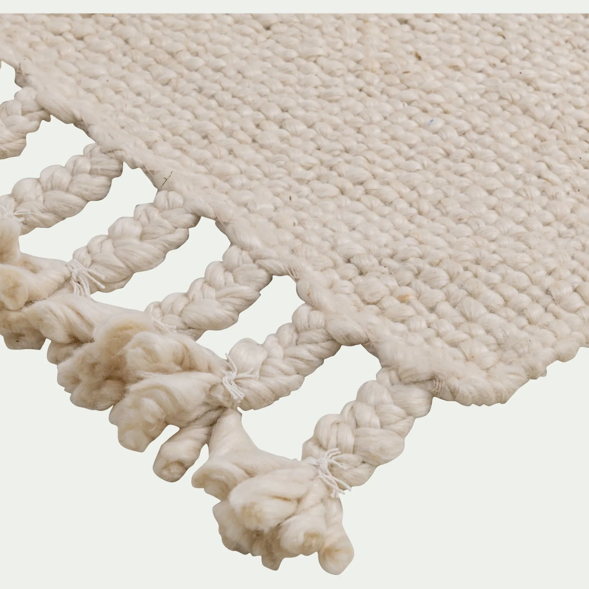 Tapis à pompons en laine 120x170cm - beige