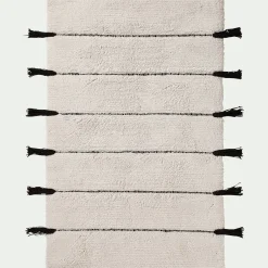 Tapis de bain à pompons en coton 50x80cm - blanc ventoux