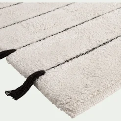 Tapis de bain à pompons en coton 50x80cm - blanc ventoux
