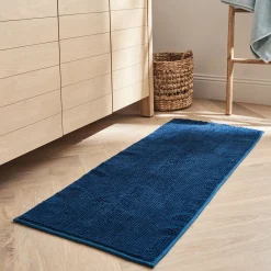 Tapis de bain chenille en polyester - bleu figuerolles 50x120cm