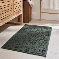 Tapis de bain en coton jacquard 50x80cm - vert cèdre