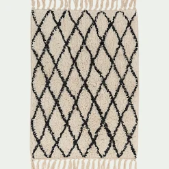 Tapis de bain en coton tufté - blanc et noir 50x80cm