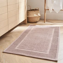 Tapis de bain jacquard en coton 60x100cm - rose simos