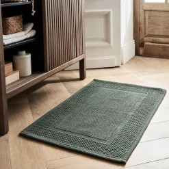 Tapis de bain jacquard en coton 50x80cm - vert cèdre