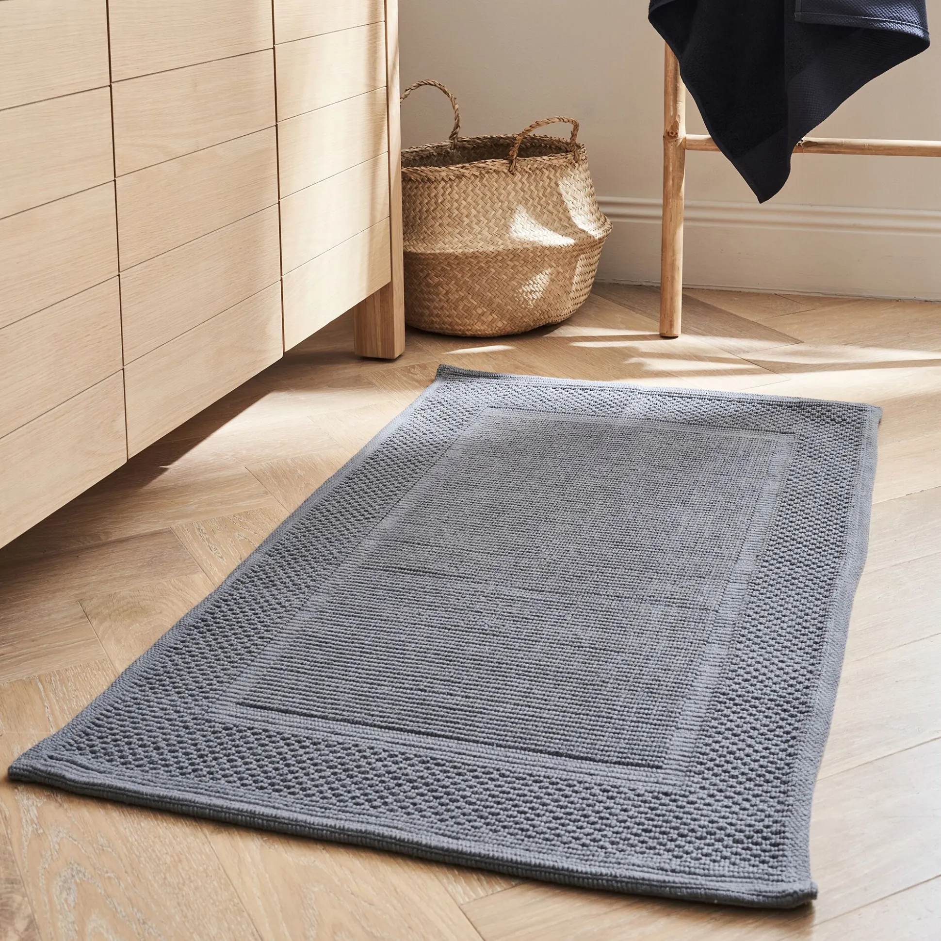Tapis de bain jacquard en coton 60x100cm - gris restanque