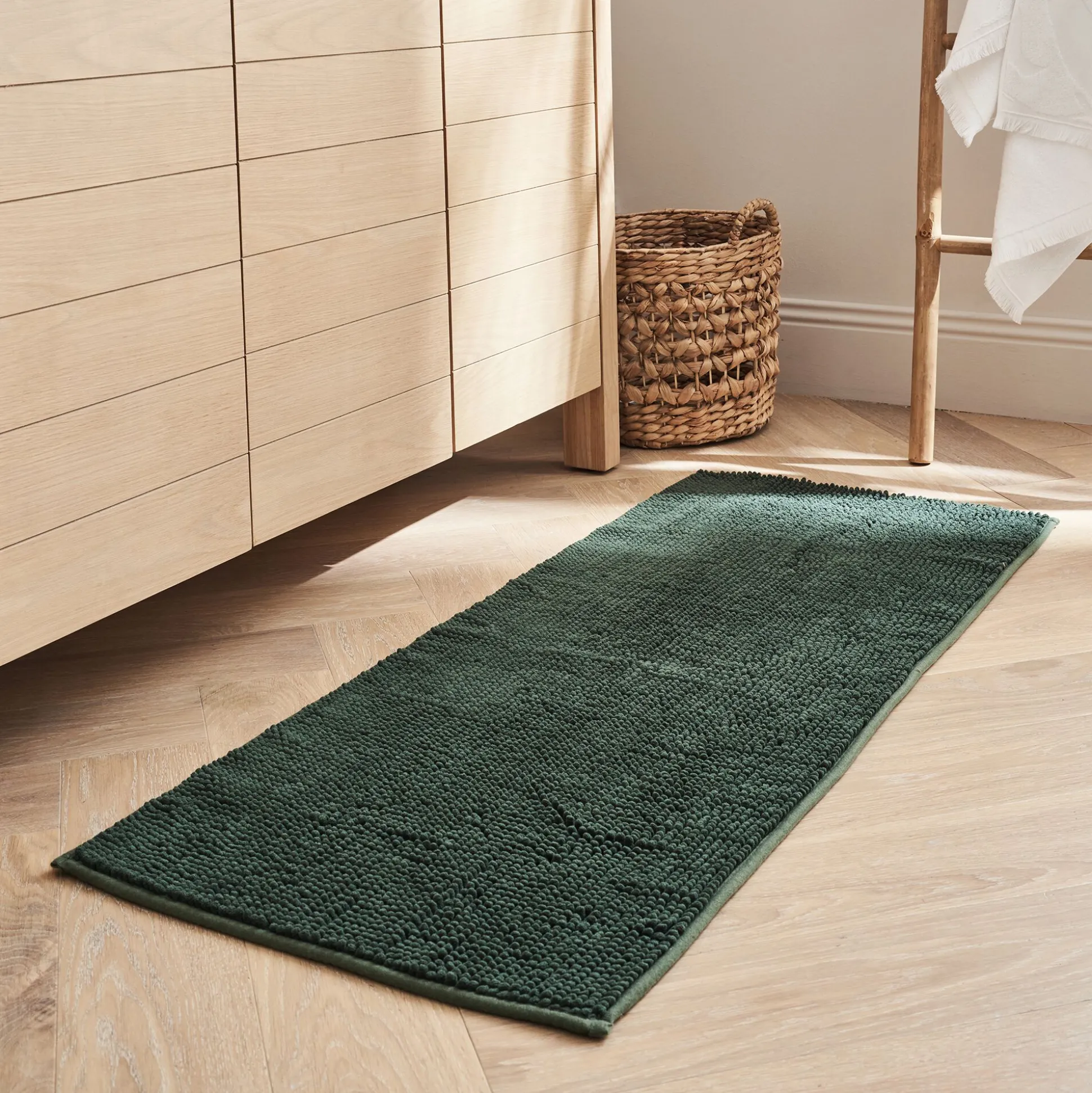 Tapis de bain rectangulaire antidérapant 50x120cm - vert cèdre