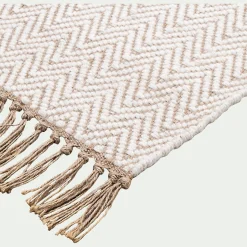 Tapis de couloir et laine et jute - blanc 60x200cm