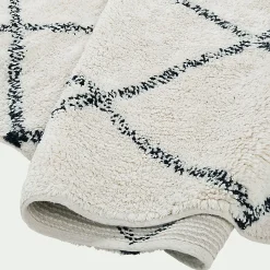 Tapis en coton inspiration berbère en coton - écru et noir 70x110cm