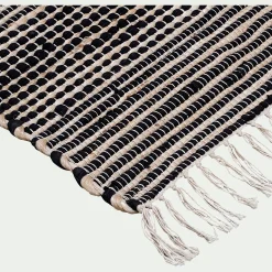 Tapis en coton recyclé et jute - noir 170x120cm