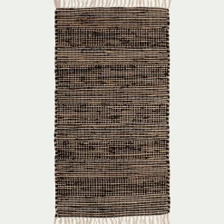 Tapis en coton recyclé et jute - noir 110x60cm