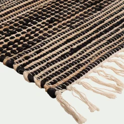 Tapis en coton recyclé et jute - noir 110x60cm