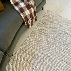 Tapis en coton recyclé et jute - blanc 120x170cm