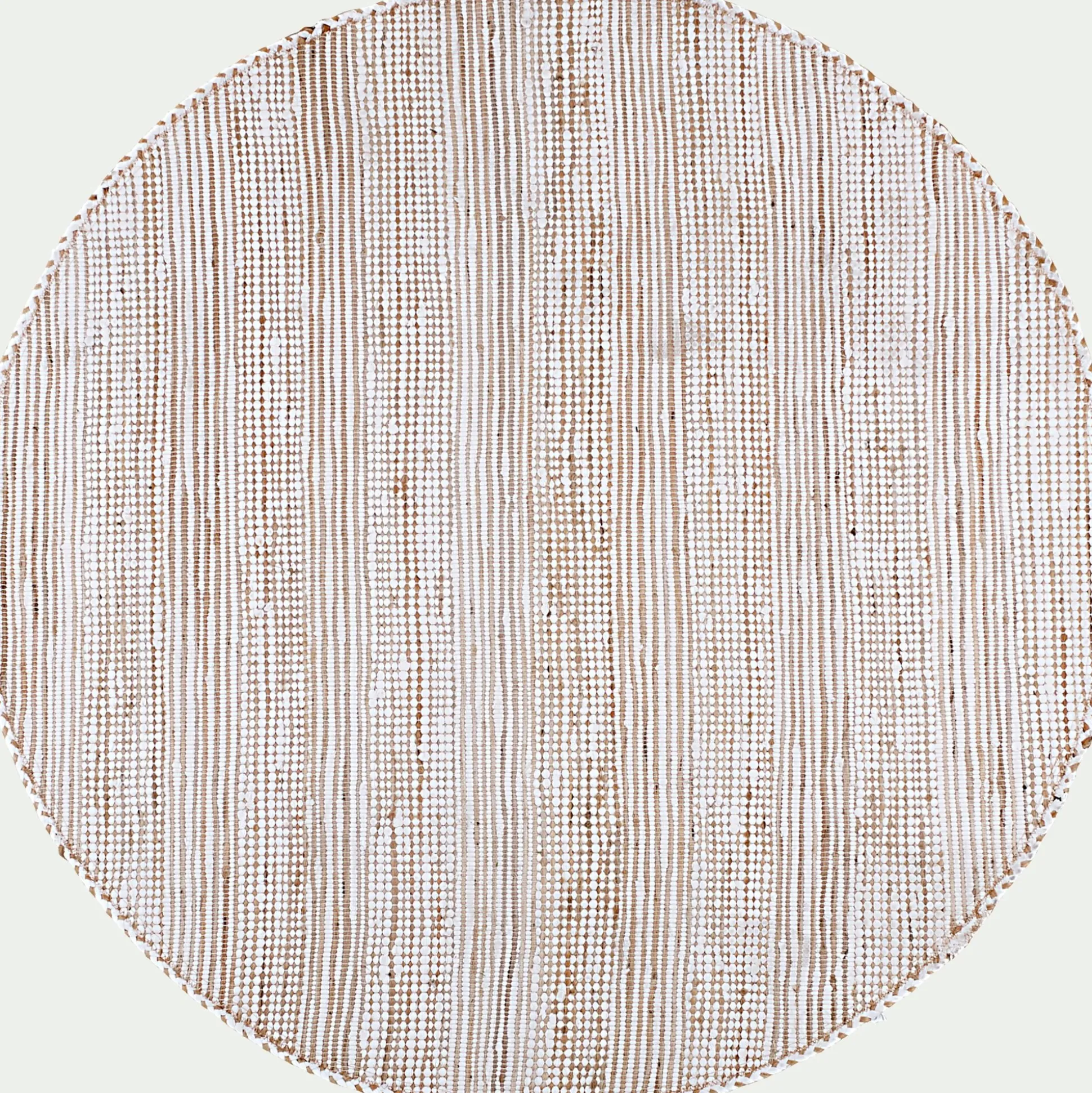 Tapis en coton recyclé et jute - naturel et blanc D160cm