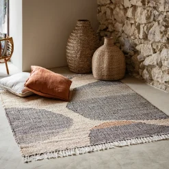 Tapis en jute et coton à motifs 120x170cm - noir