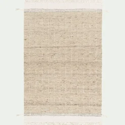 Tapis en laine à motifs finition frange 160230cm - beige