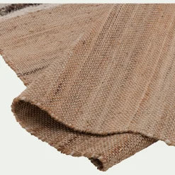 Tapis en laine et jute à motifs rayés finition franges 160x230cm - naturel