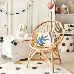 Tapis enfant tufté rond motif pompons d120cm - blanc pompons colorés