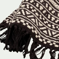 Tapis inspiration aztèque en coton - noir et blanc 60x90cm