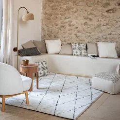Tapis inspiration berbère à motifs losange 160x230cm - blanc écru
