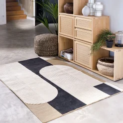 Tapis intérieur et extérieur à motifs géométriques - beige 120x170cm