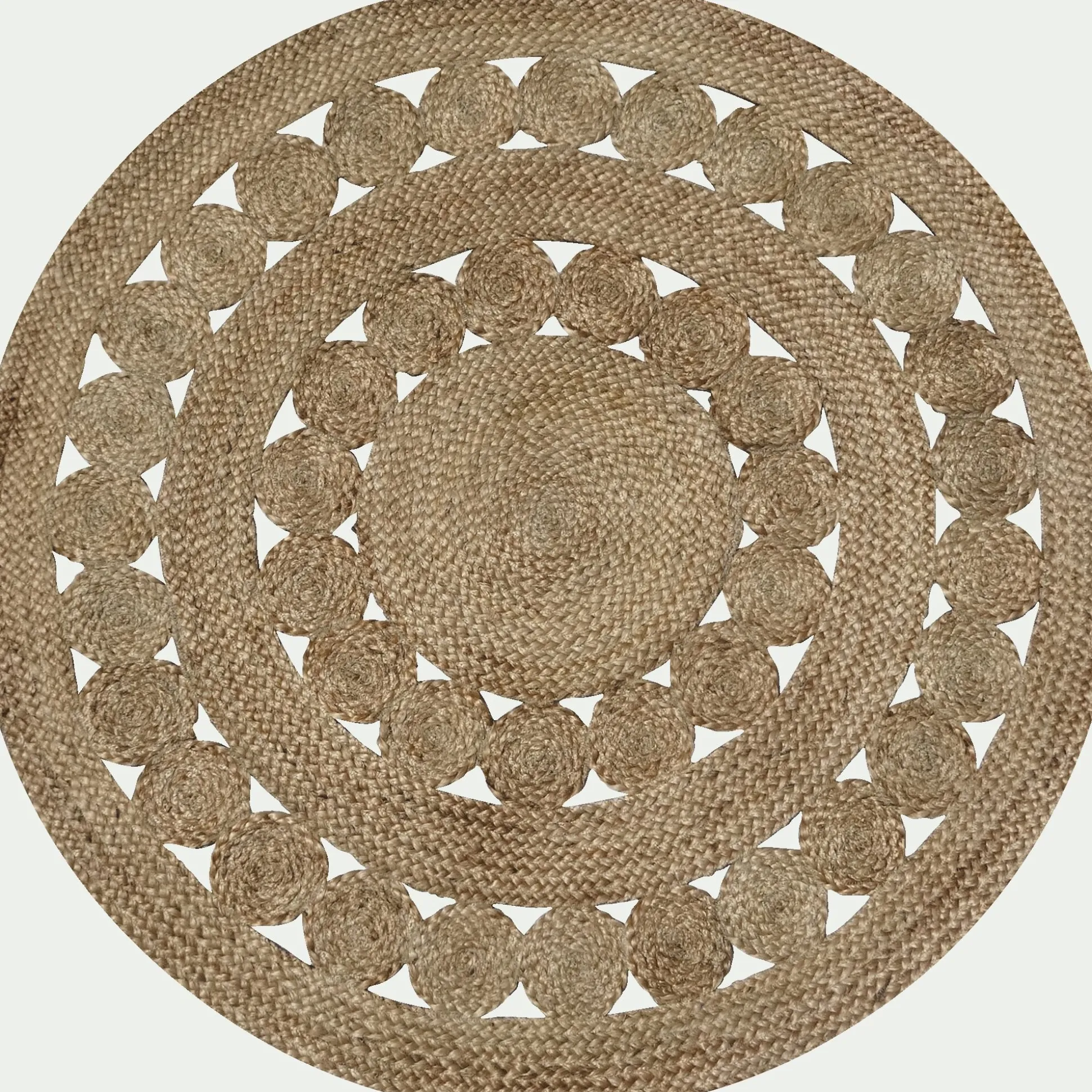 Tapis rond ajouré en jute - naturel D120cm