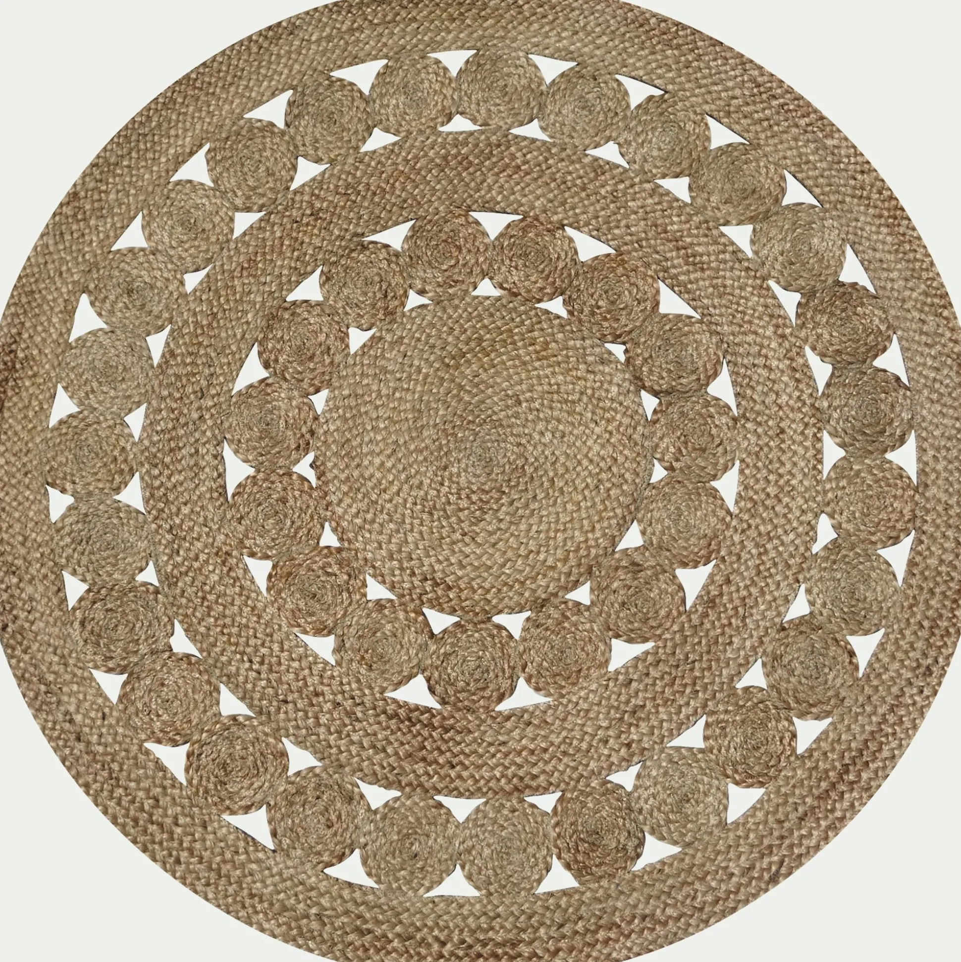 Tapis rond ajouré en jute - naturel D120cm