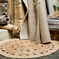 Tapis rond ajouré en jute - naturel D120cm