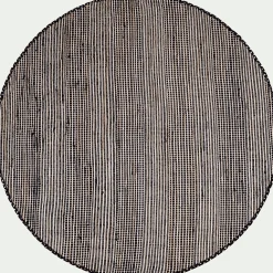 Tapis rond en coton recyclé et jute - noir D160cm
